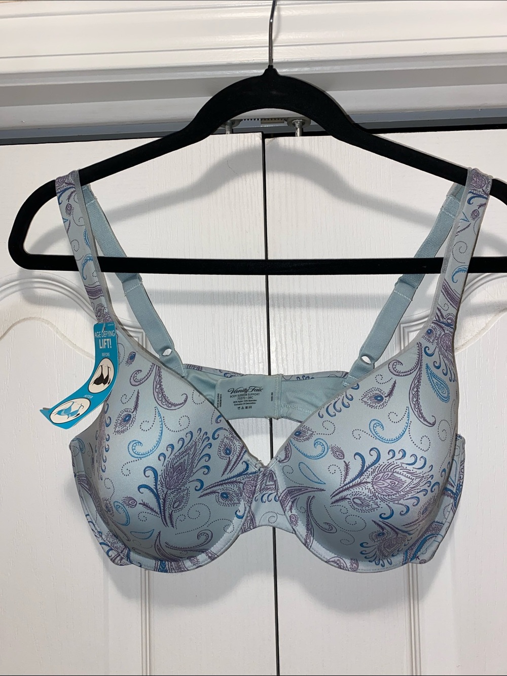 Vanity Fair Light Blue Paisley Underwire Bra